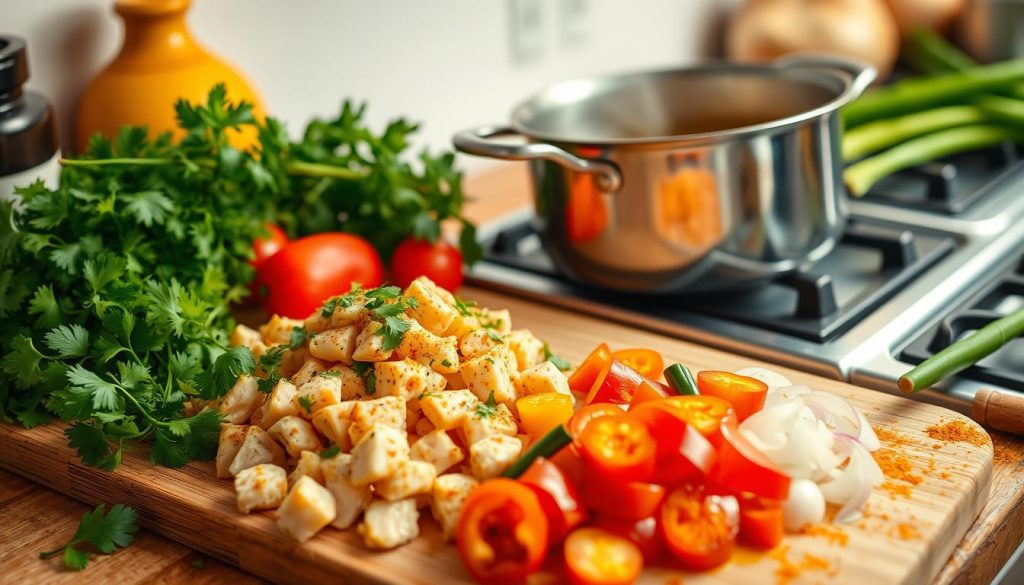 Préparation de poulet curry