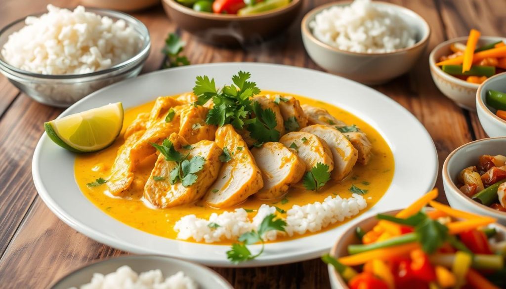 Présentation émincé de poulet curry