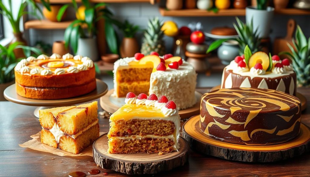 Variations de gâteau à l'ananas