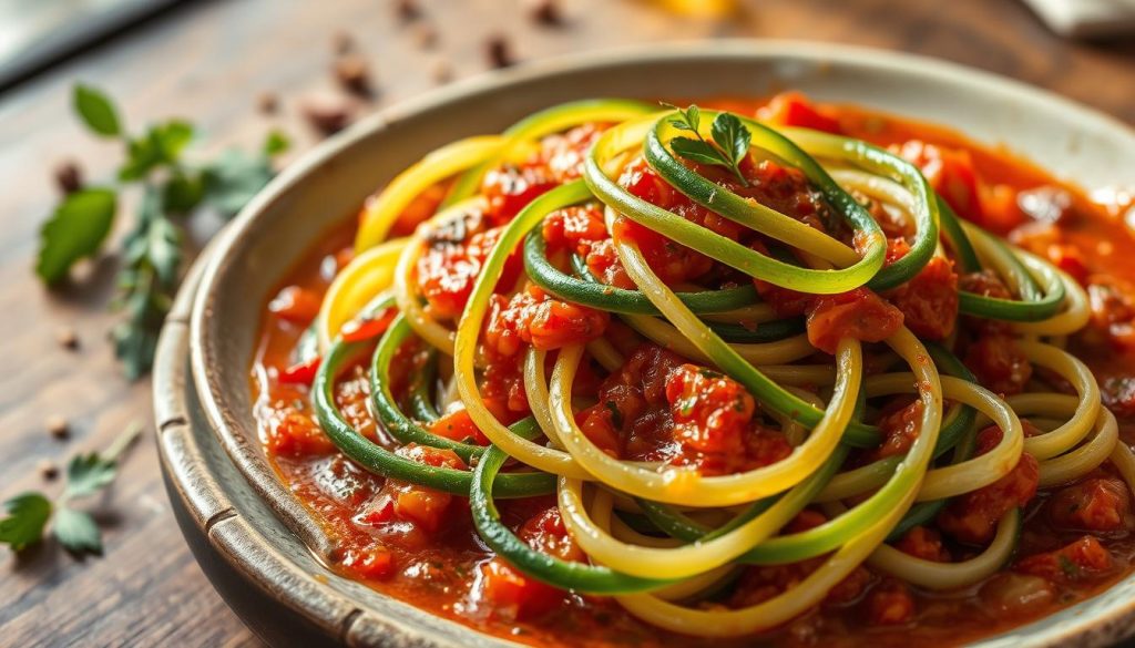 Courgette spaghetti végétarienne