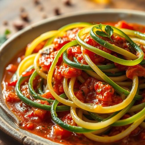 Courgette spaghetti végétarienne