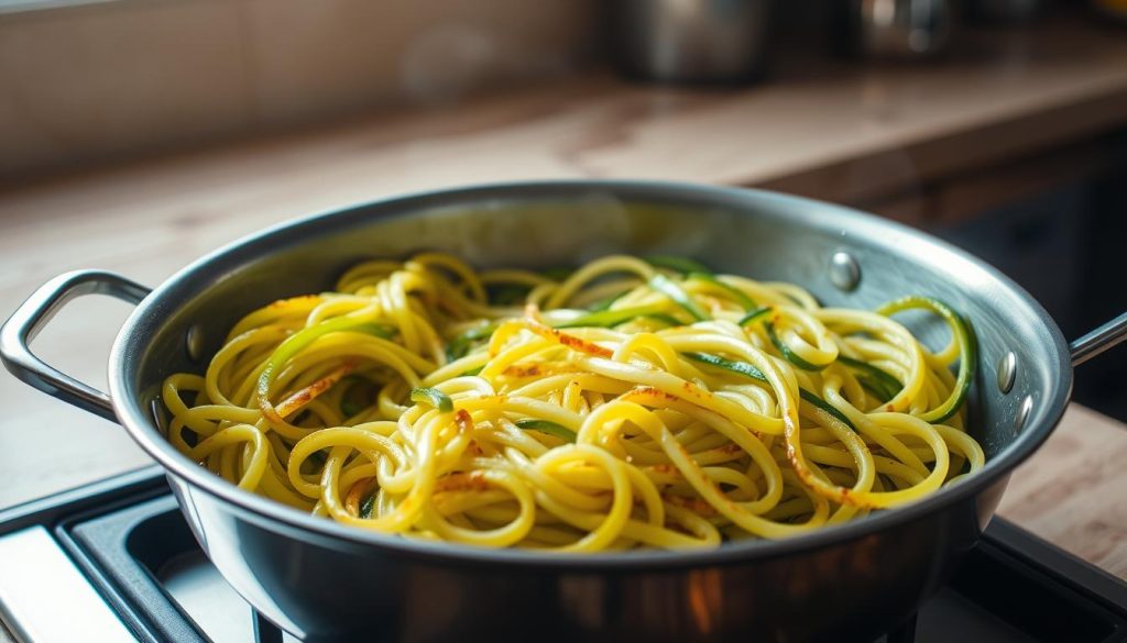 Cuisson de courgette spaghetti