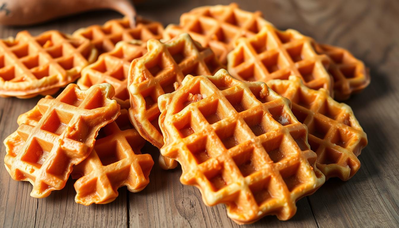 Gaufres sans farine de patate douce variées