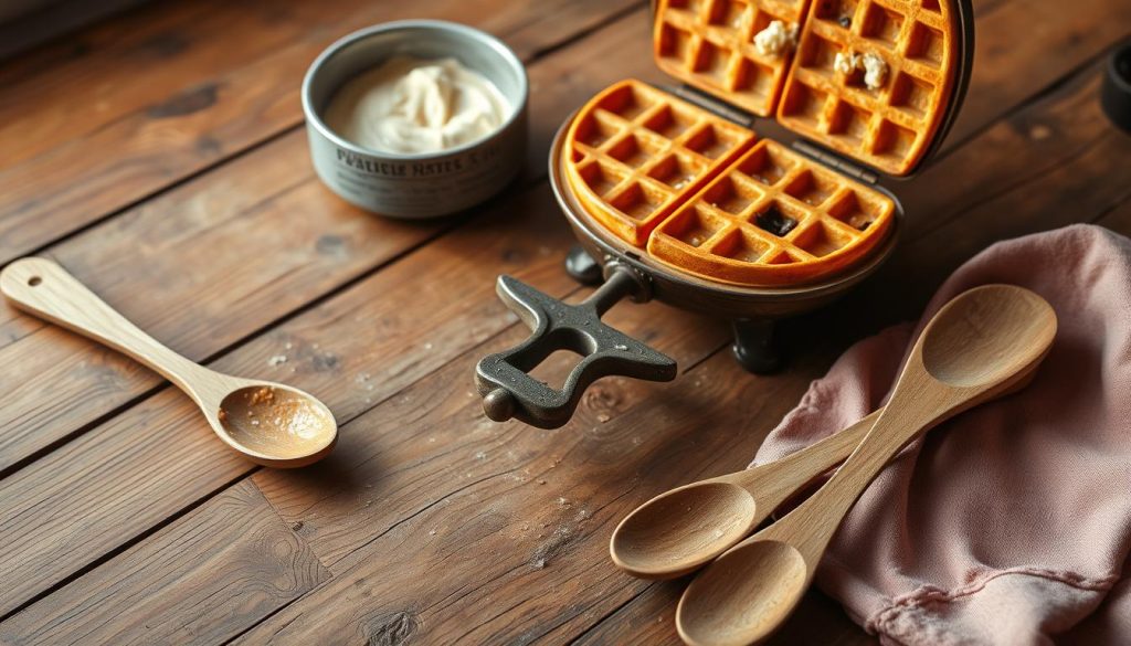 Gaufrier et ustensiles pour recette de gaufres