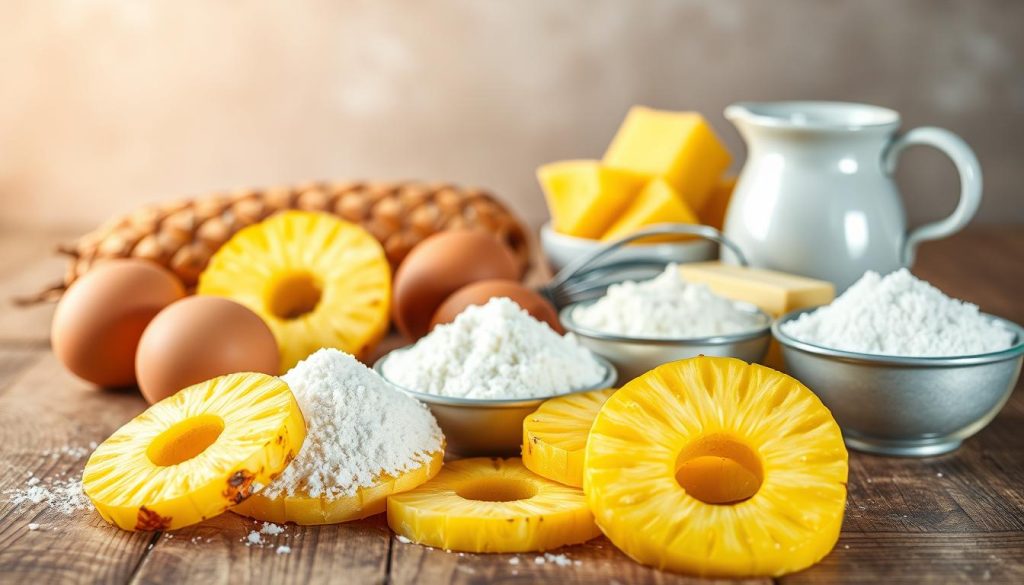 Ingrédients pour gâteau à l'ananas