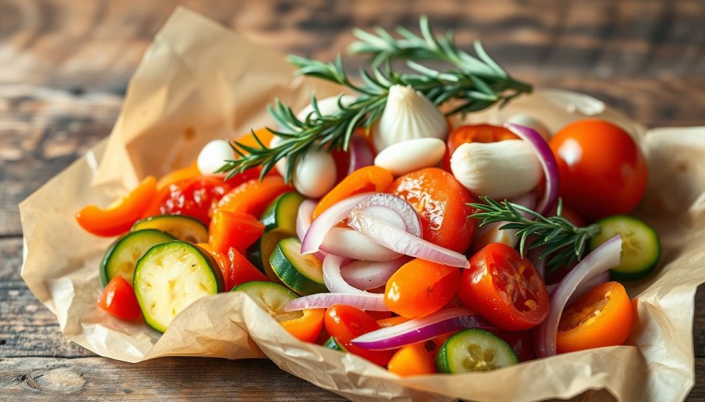 Papillote de légumes méditerranéens