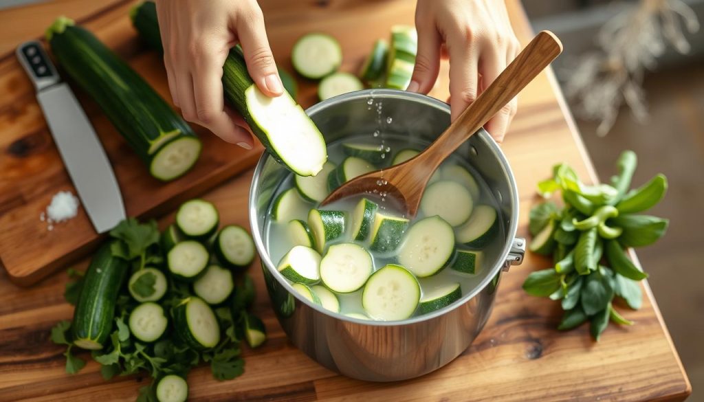 Préparation de la purée de courgette