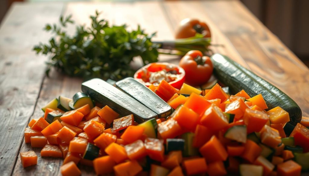 Préparation de légumes pour papillote