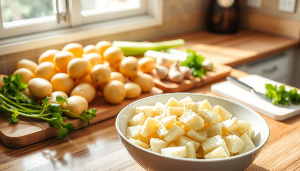 Préparation de salade de pomme de terre