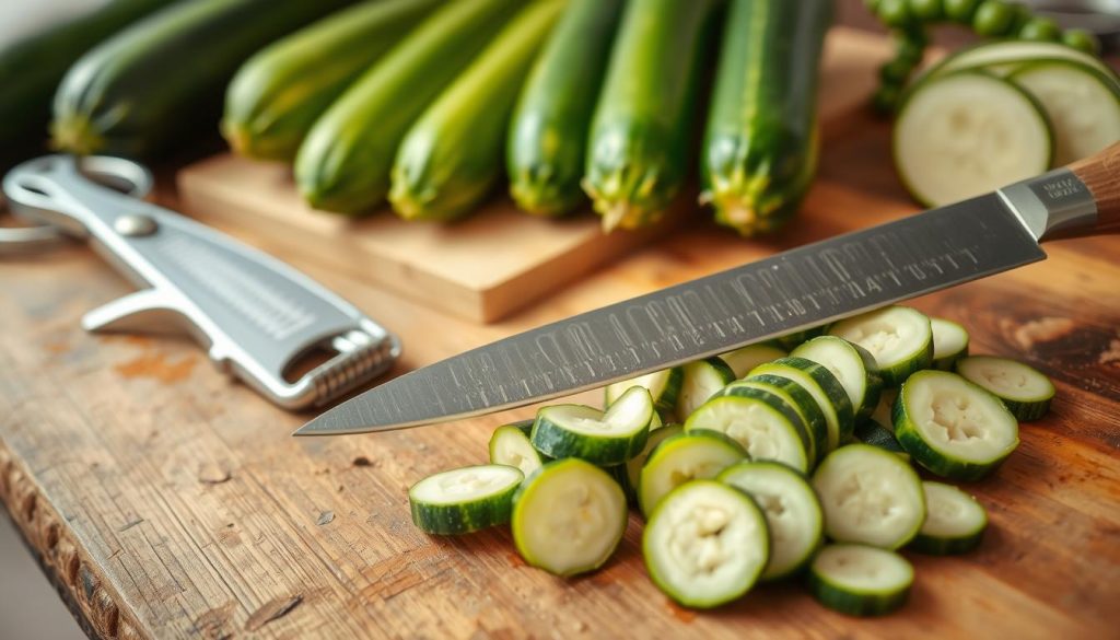 Préparation des courgettes