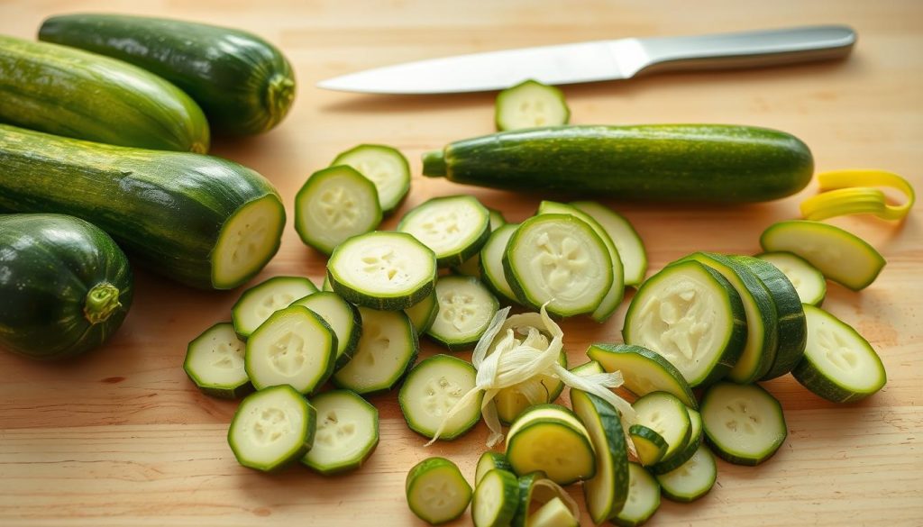 Préparation des courgettes pour la cuisson