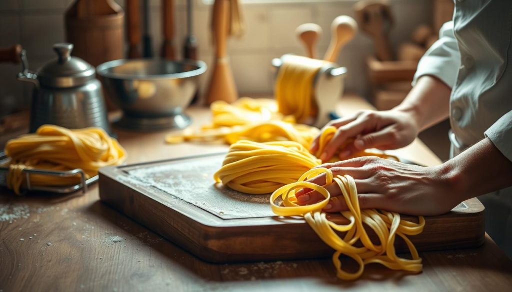 Préparation des pâtes cuisine italienne