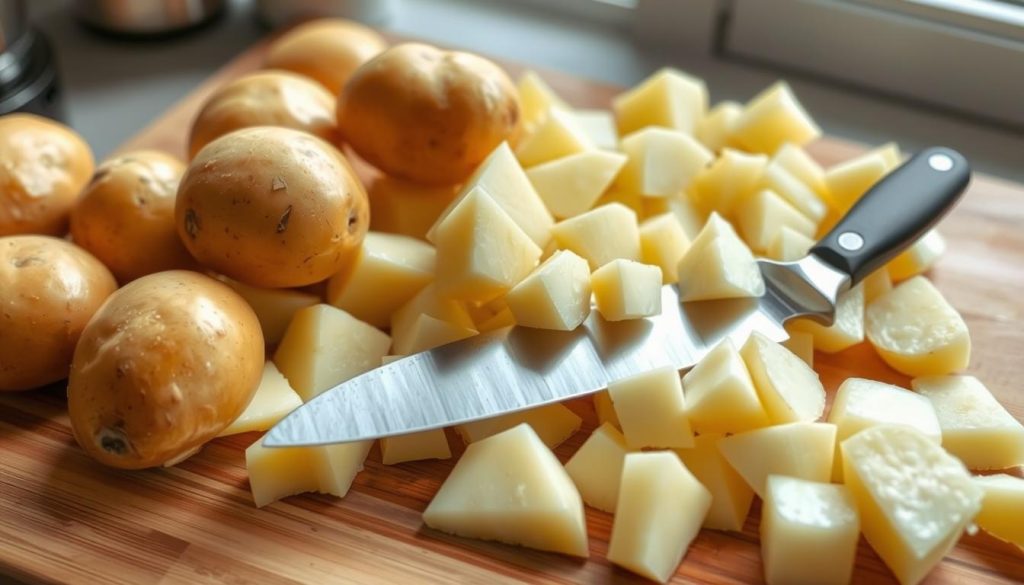 Préparation des pommes de terre pour salade