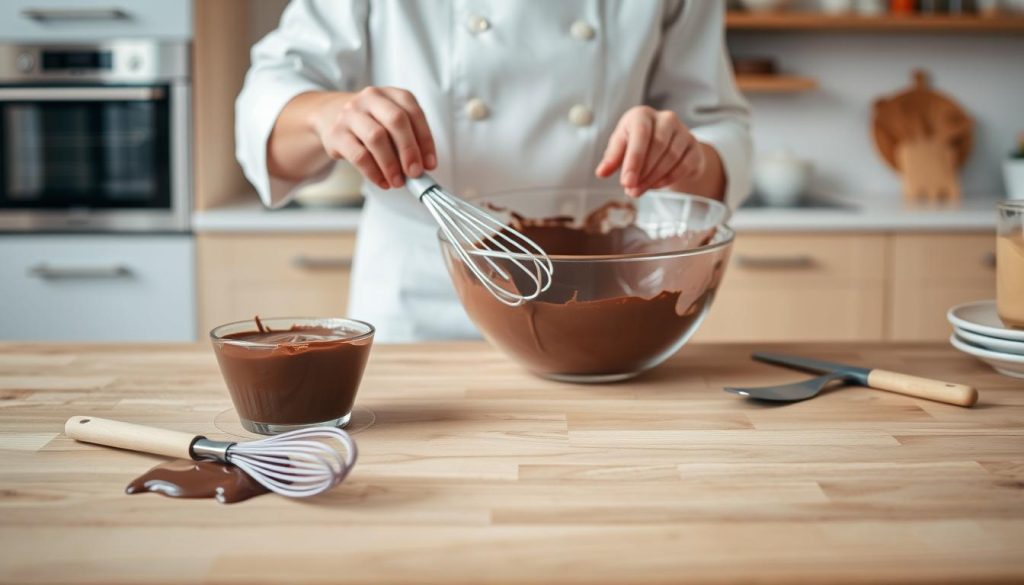 Préparation étapes fondant chocolat