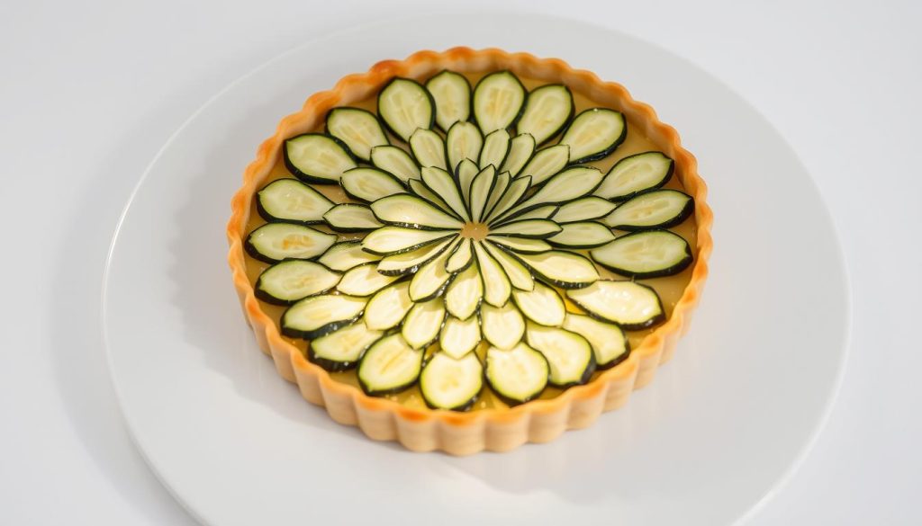 Présentation élégante de tarte à la courgette