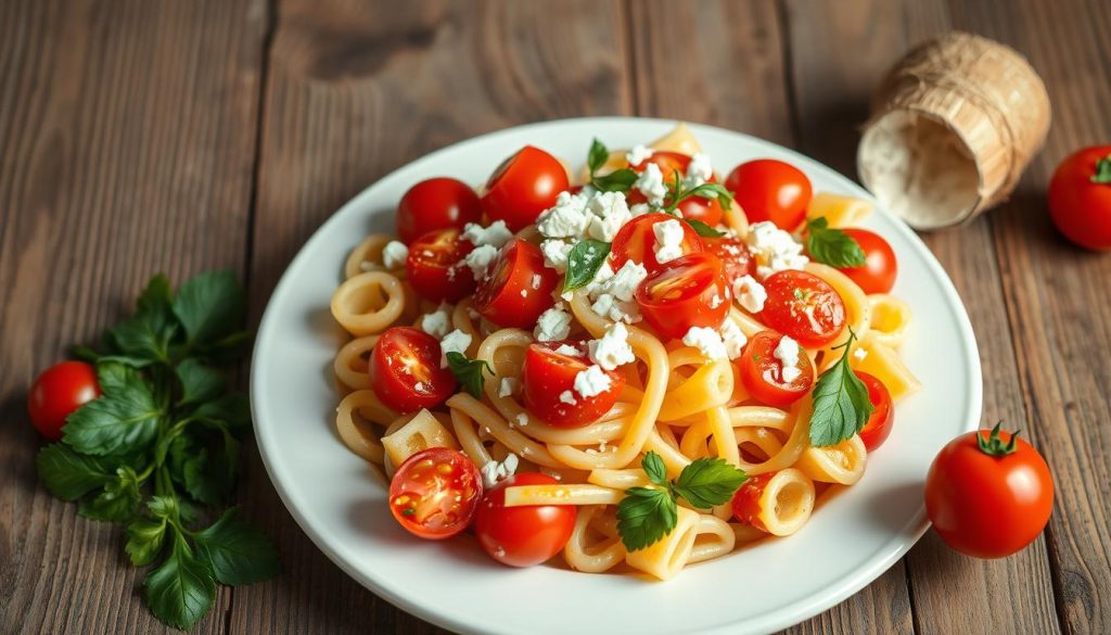 Salade de pâtes froide aux tomates cerises