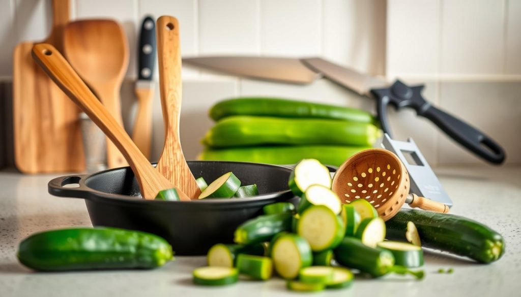 Ustensiles pour courgette à la poêle