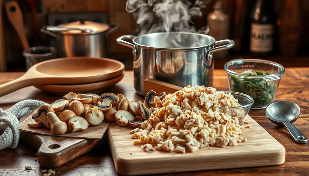 Ustensiles pour risotto poulet champignon