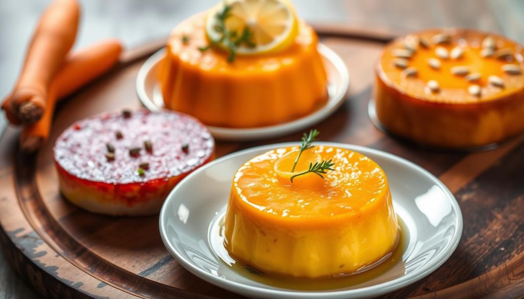 Variantes de flan de carottes aux épices et herbes