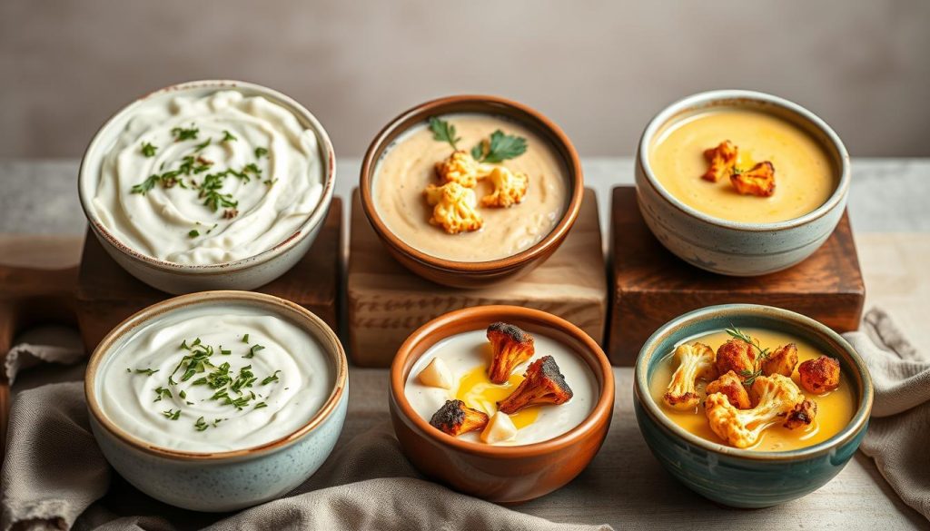 Variantes de soupe de chou-fleur créatives