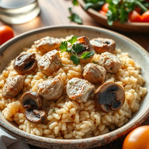 risotto poulet champignon