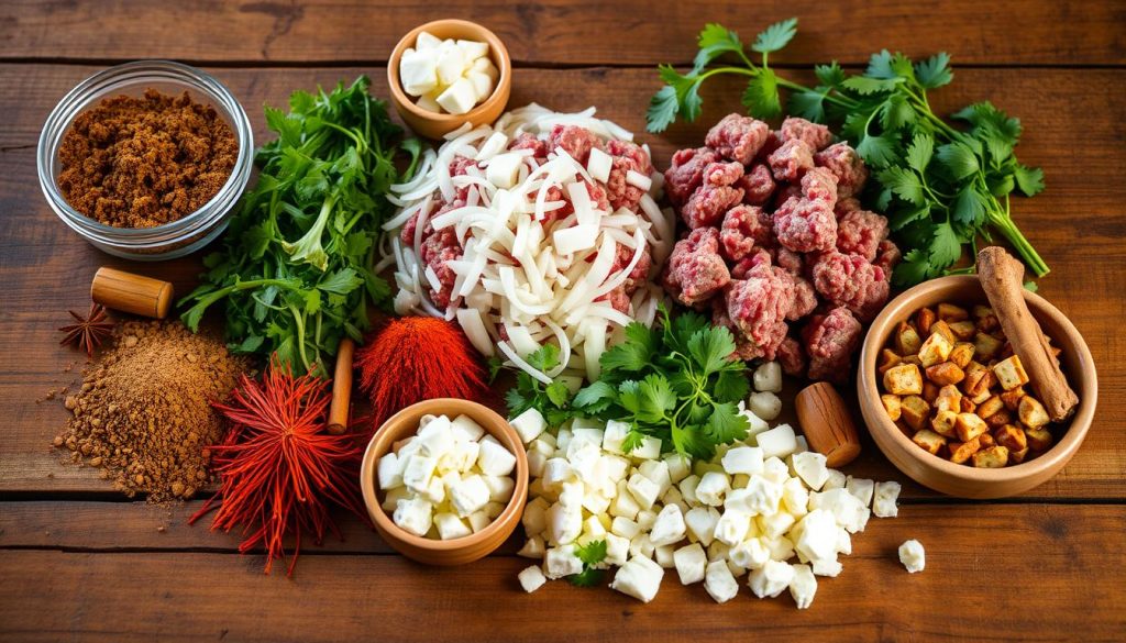 Ingredients for Moroccan meat briouates