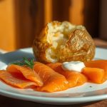 Pomme de terre au four et saumon fumé