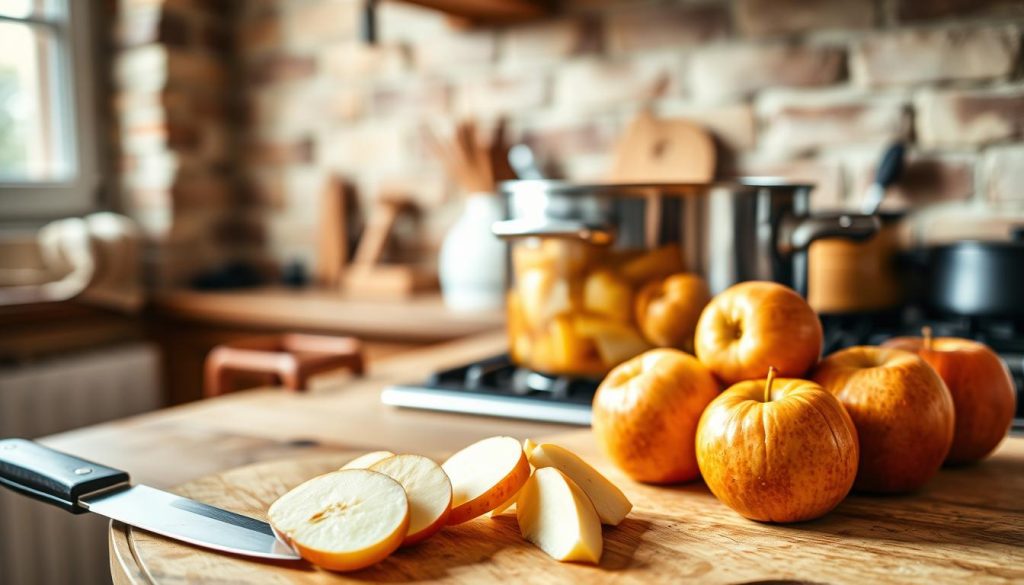 Préparation de compote de pommes maison