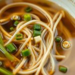 Préparation de soupe asiatique avec nouilles soba