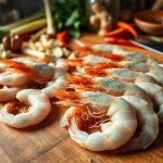 Préparation des crevettes pour curry