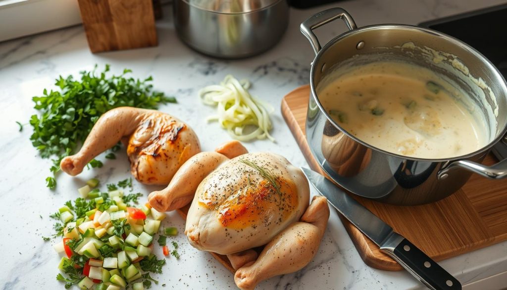 Préparation du poulet mijoté Préparation du poulet mijoté