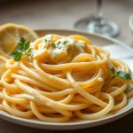 Présentation élégante de pâtes au citron