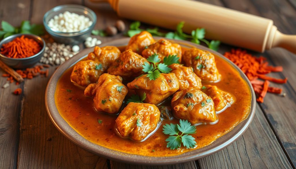 Assemblage du curry indien au poulet tikka