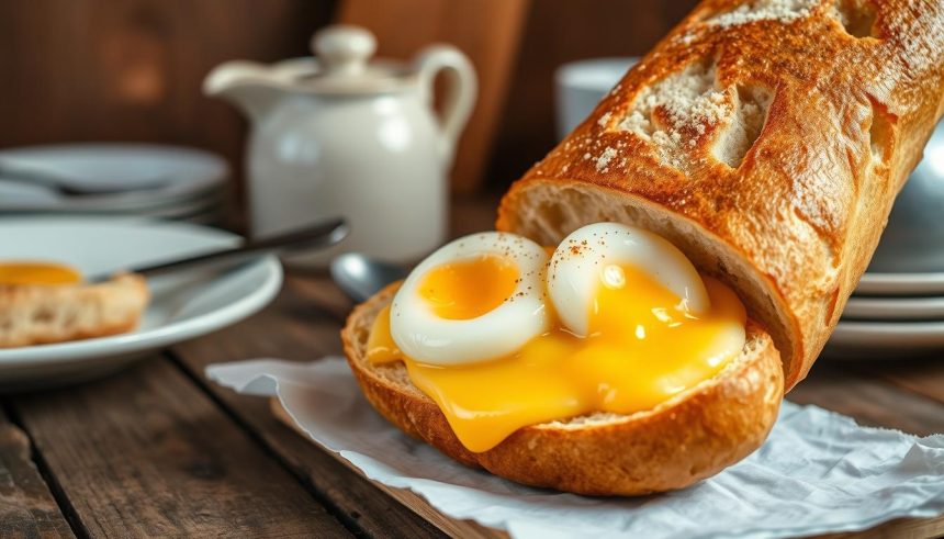 Baguette œuf-fromage brunch français
