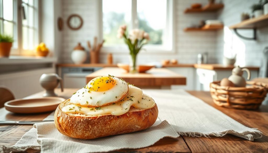Baguette œuf-fromage brunch nutritif