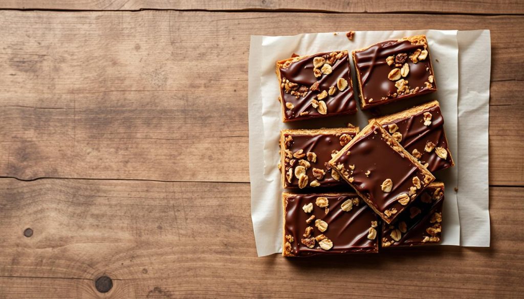 Barres de céréales sans cuisson au chocolat