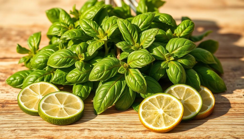 Basilic frais pour boisson rafraîchissante