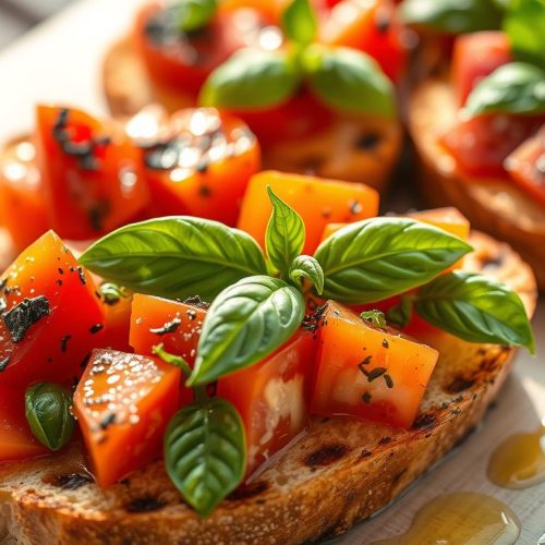 Bruschetta à la tomate et basilic cuisine italienne