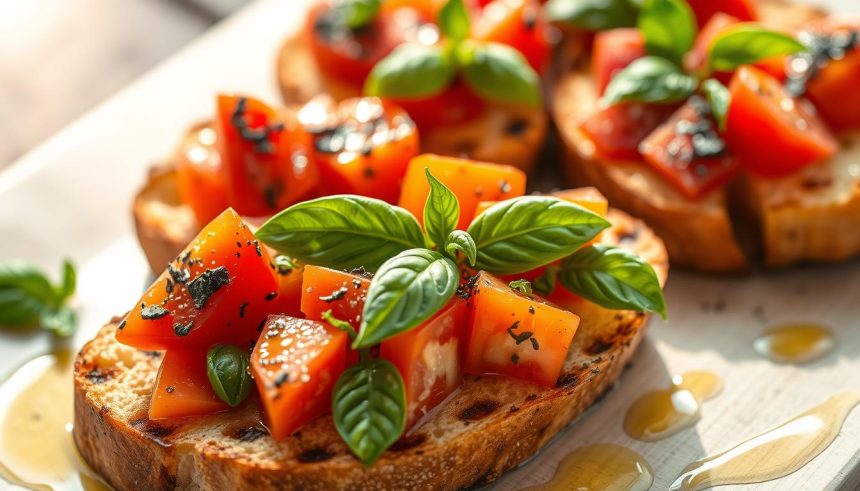 Bruschetta à la tomate et basilic cuisine italienne