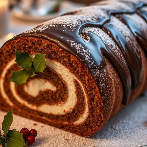 Bûche de Noël au chocolat praliné