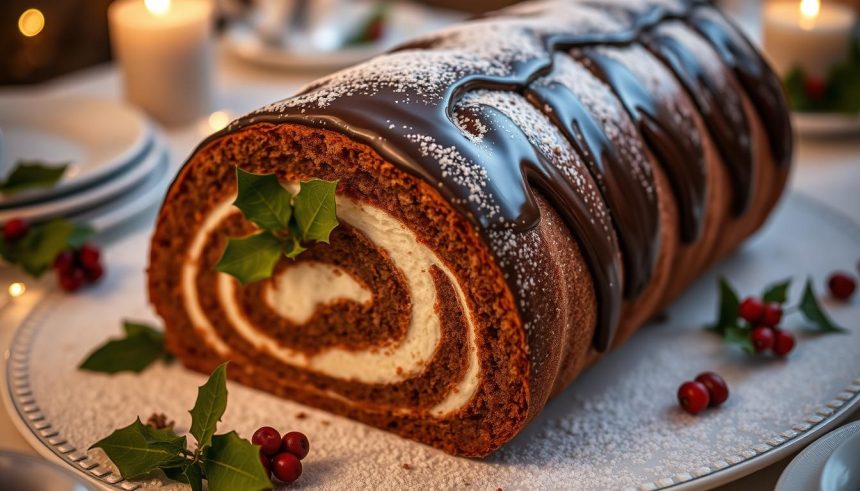 Bûche de Noël au chocolat praliné