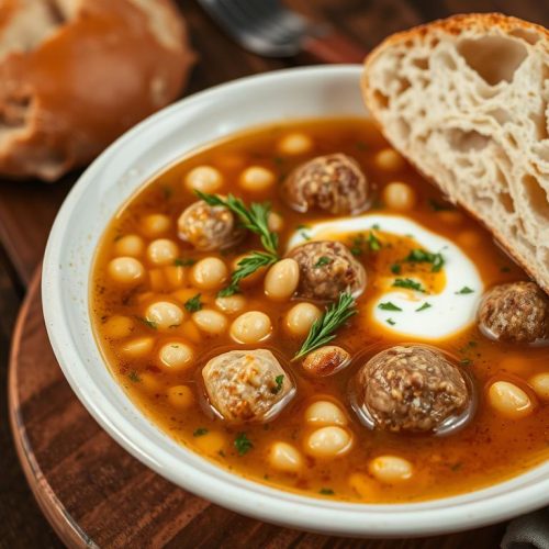 Chorba au blé et boulettes de viande