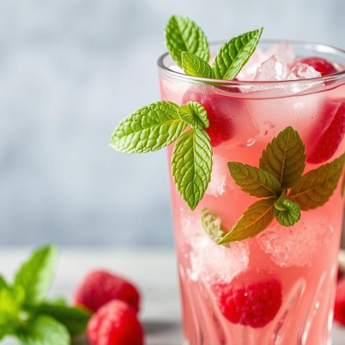 Cocktail sans alcool framboise-menthe