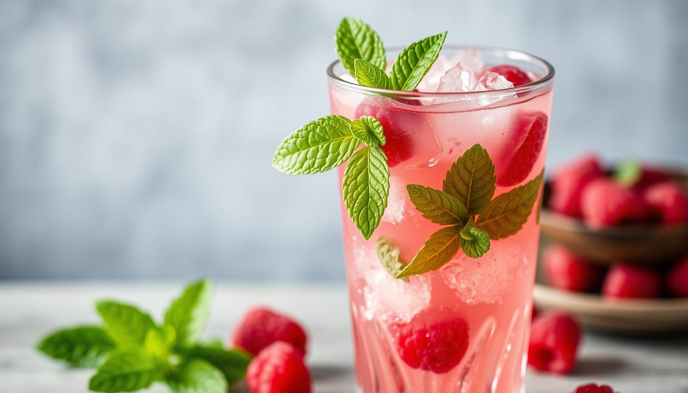 Cocktail sans alcool framboise-menthe