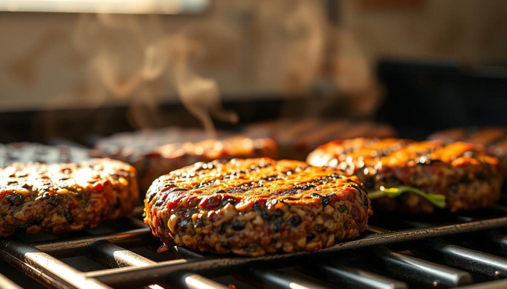 Cuisson de burgers végétariens