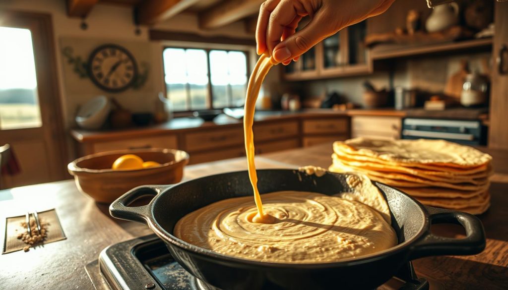 Cuisson des crêpes à la farine d'avoine