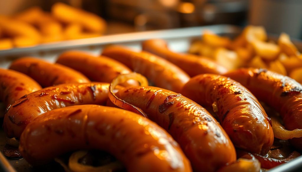 Cuisson des saucisses au four