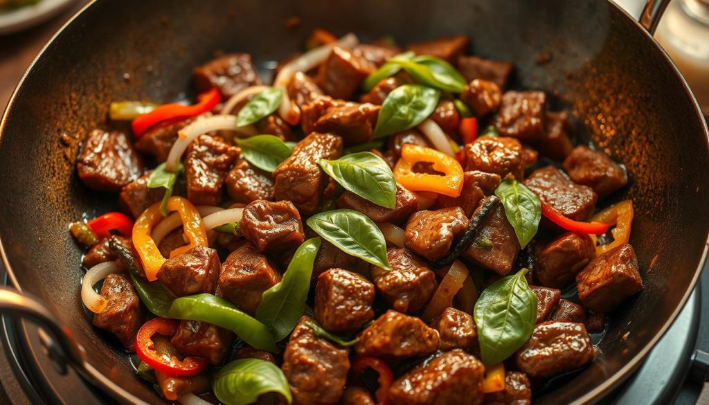 Cuisson du bœuf sauté à la thaïlandaise