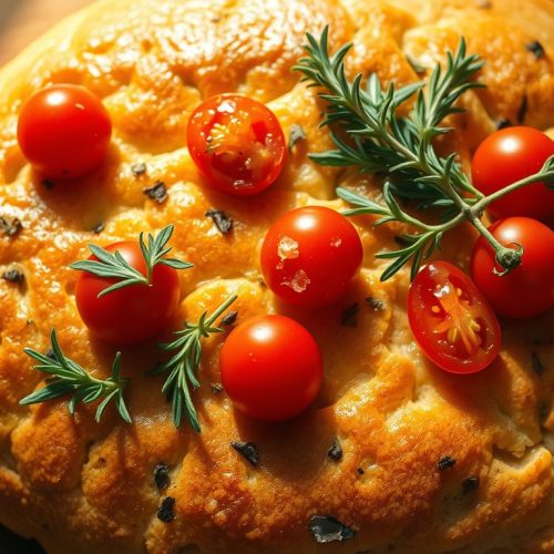 Focaccia aux herbes et tomates cerises