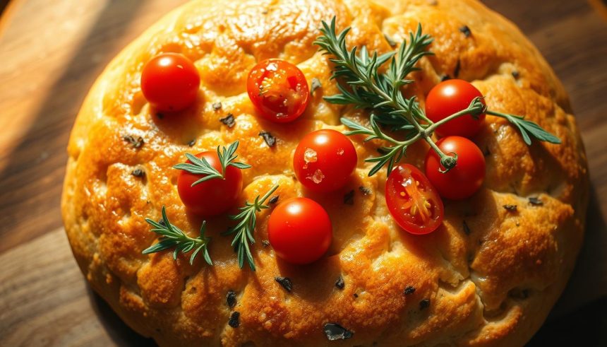 Focaccia aux herbes et tomates cerises